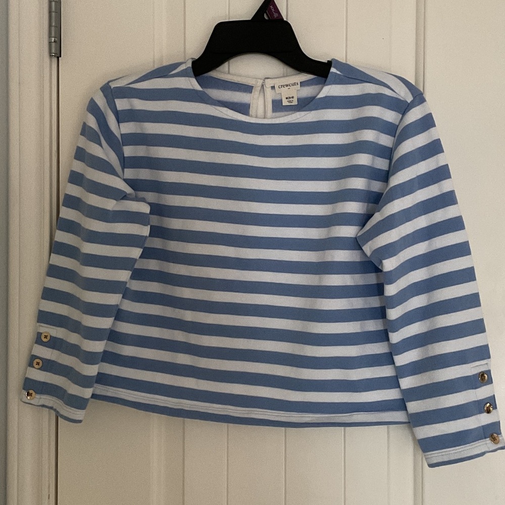 Crewcuts Light Blue and White Striped Long Sleeve Tee